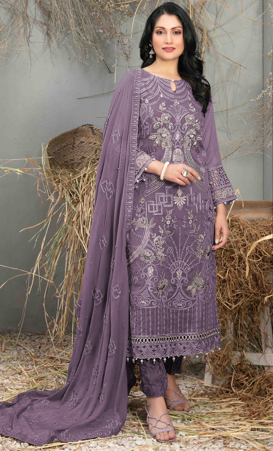 Roohani - Embroidered Fox Georgette Suit Set