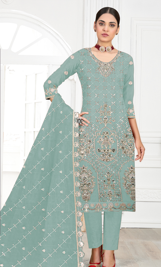 Noorani - Fox Georgette Embroidered Suit Set