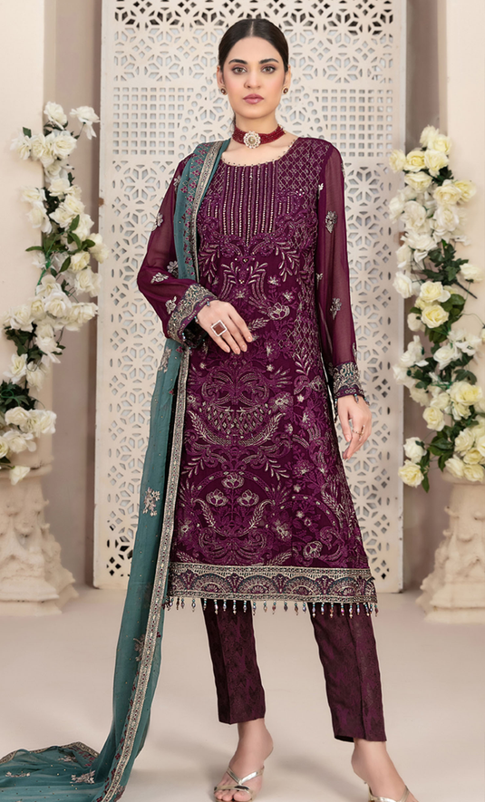 Anmol - Fox Georgette Embroidered Suit Set