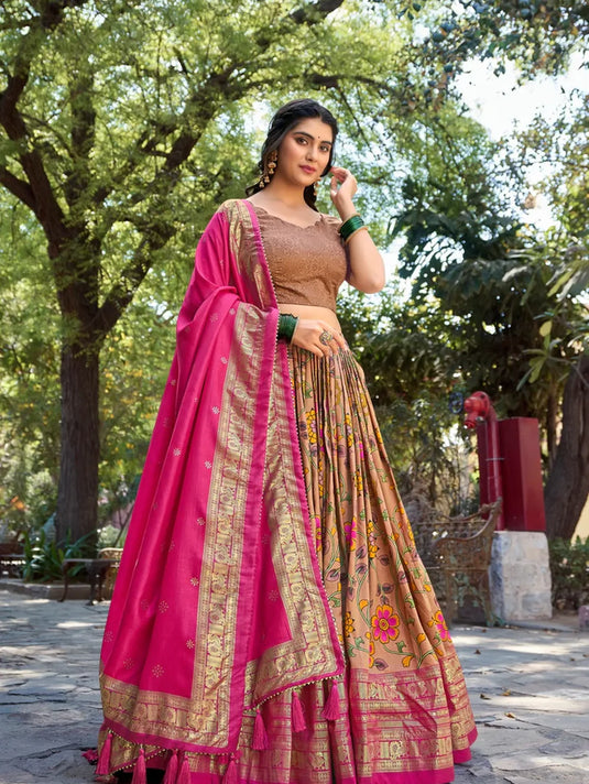 Kalamkari Tussar Silk Lehenga Choli
