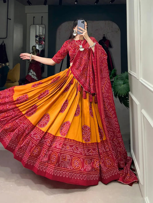 Navaratri Garba Bandhej Print Lehenga Choli