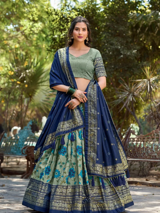 Kalamkari Tussar Silk Lehenga Choli