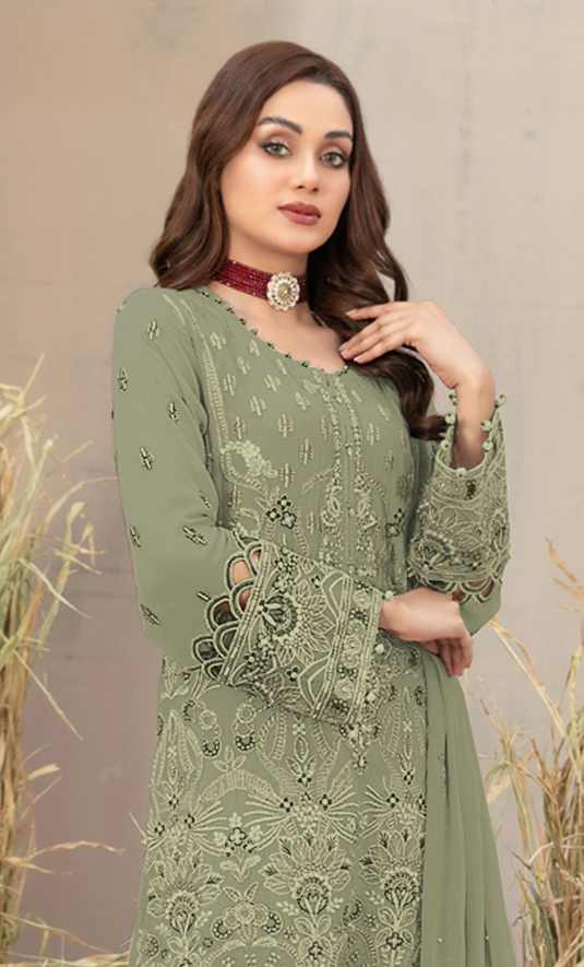 Saanjh - Fox Georgette Embroidered Suit Set