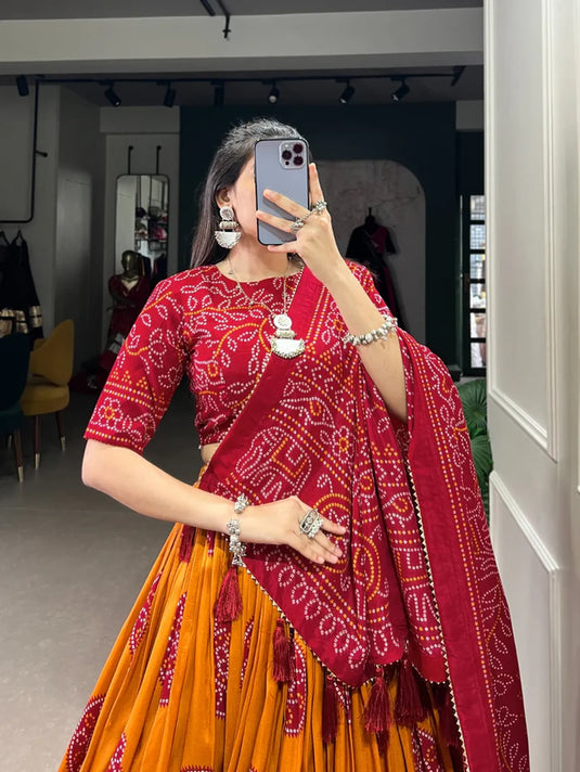 Navaratri Garba Bandhej Print Lehenga Choli