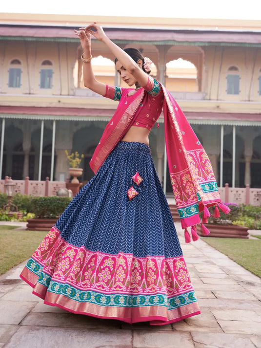 Garba Special Pure Cotton Patola With Foil Print Chaniya Choli