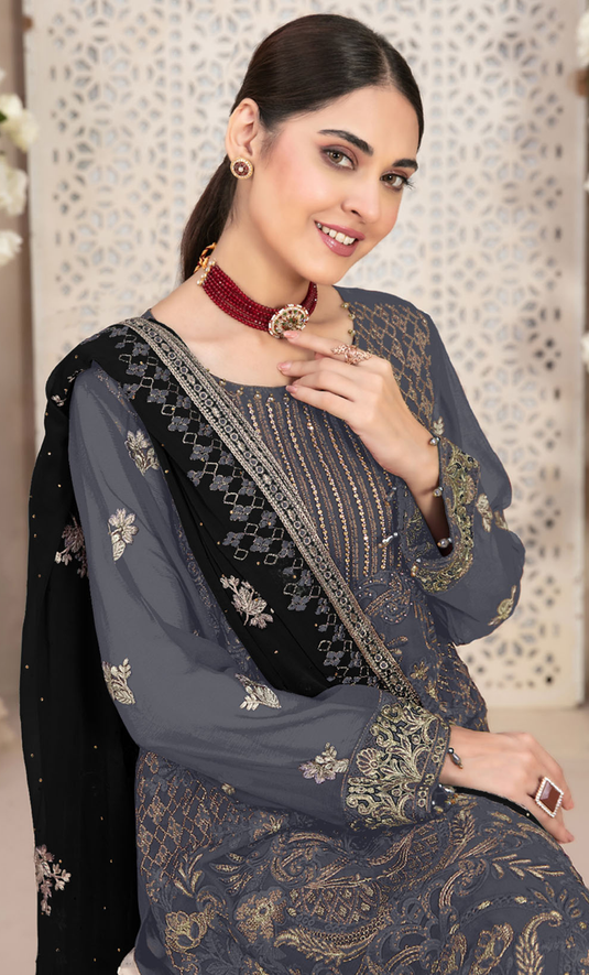Anmol - Fox Georgette Embroidered Suit Set
