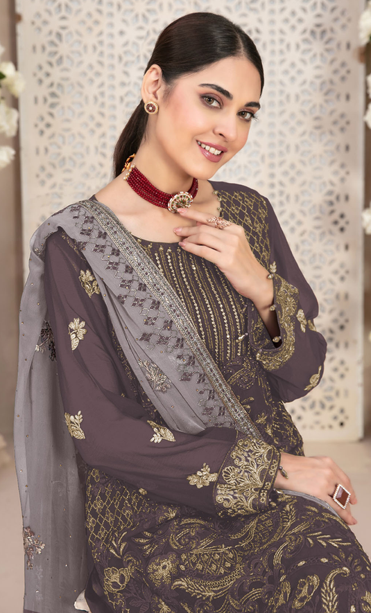 Anmol - Fox Georgette Embroidered Suit Set