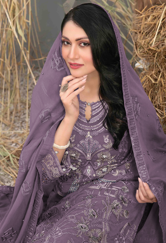 Roohani - Embroidered Fox Georgette Suit Set