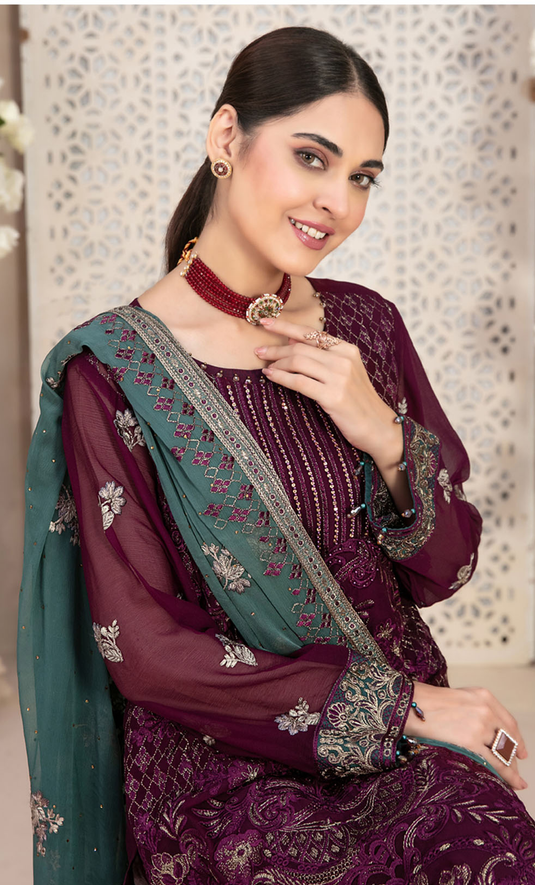 Anmol - Fox Georgette Embroidered Suit Set