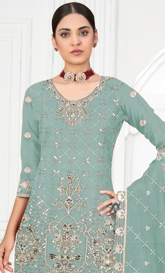 Noorani - Fox Georgette Embroidered Suit Set