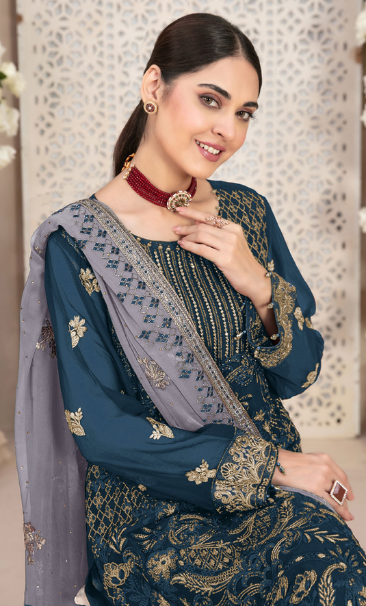 Anmol - Fox Georgette Embroidered Suit Set