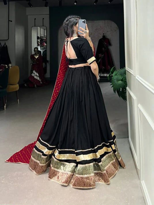 Garba Special Printed With Gota Patti Lace Lehenga Choli