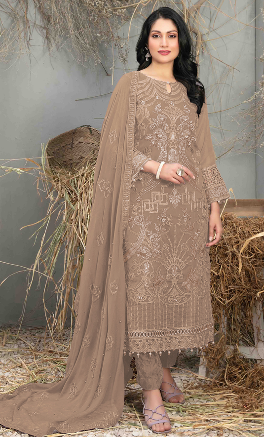 Roohani - Embroidered Fox Georgette Suit Set