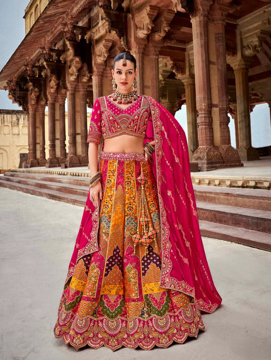 Maroon Banarasi Silk Lehenga with Gold Zarkan Embroidery