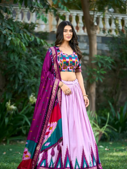 Tussar Silk Floral Print Lehenga Choli