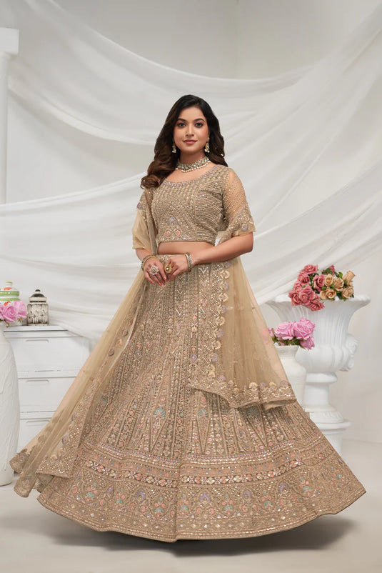 Stunning Golden Semi-Stitched Lehenga with Dupatta & Unstitched Blouse